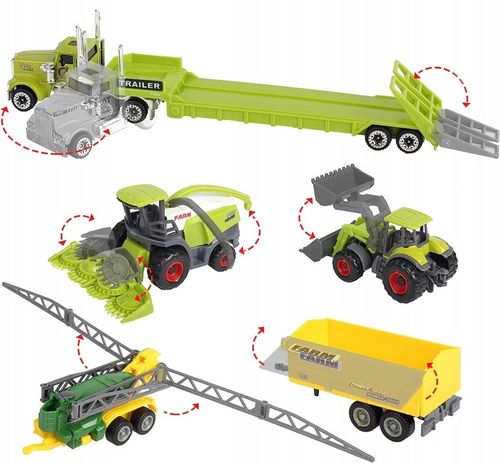 ZESTAW TRAKTOR CIĄGNIK KOMBAJN MASZYNY POJAZDY ROLNICZE ZWIERZĘTA PREZENT na Arena.pl