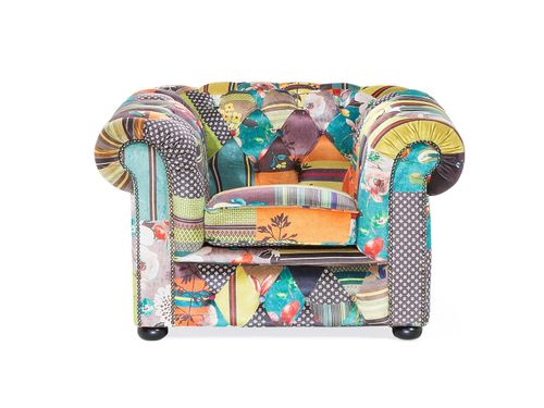 Fotel patchwork żółty CHESTERFIELD na Arena.pl