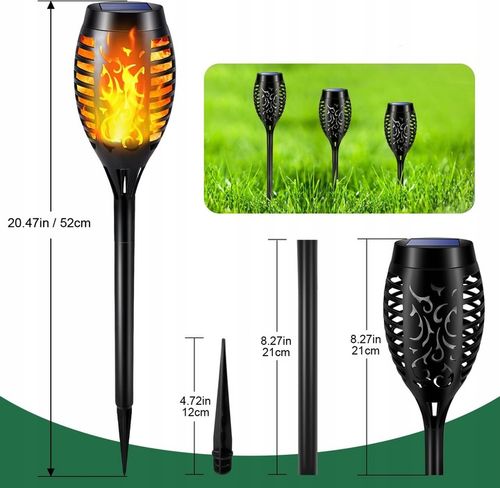 LAMPA SOLARNA POCHODNIA LAMPKI SOLARNE DO OGRODU OGRODOWE LED 4 SZTUKI na Arena.pl