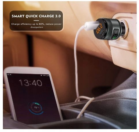 Transmiter samochodowy C57 Bluetooth FM szybkie ładowanie QC 3.0 61B239 na Arena.pl