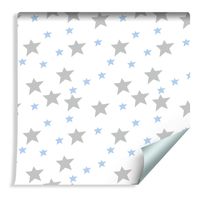 Tapeta Dla Dzieci - Szare i Niebieskie Gwiazdki