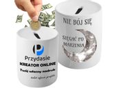 Skarbonka z twoim własnym dowolnym nadrukiem foto logo na prezent