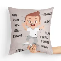 Poduszka edukacyjna - części ciała dziecka Tył poduszki: - Musztardowy