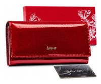 Lorenti portfel skórzany damski duży lakier RFID