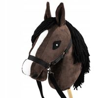 HOBBY HORSE KOŃ NA KIJU KONIK GNIADY + WODZE + KANTAR HOBBY HORSING