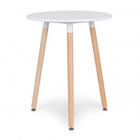 STOLIK BUKOWY 60CM MATOWA BIEL GUMOWE STOPKI