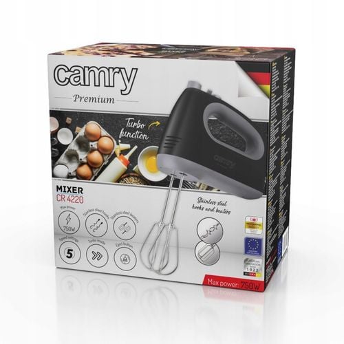 Mikser ręczny robot kuchenny 750W turbo 5 prędkości czarny na Arena.pl