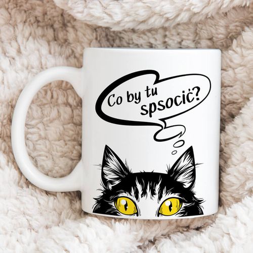 Kubek z nadrukiem - Co by tu spsocić? na Arena.pl