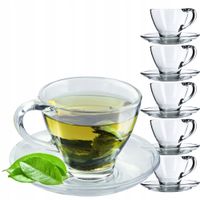 KOMPLET ZESTAW FILIŻANEK ZE SPODKIEM DO KAWY HERBATY FILIŻANKI 200ml 6szt