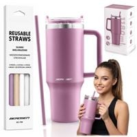Termos próżniowy kubek z zestawem słomek 1180 ml Berdsen różowy