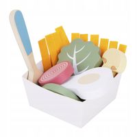 DREWNIANY ZESTAW SERWIS ŚNIADANIOWY TACA MENU AKCESORIA DO KUCHNI WOOPIE