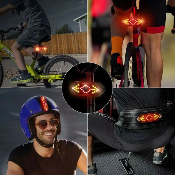 Lampka rowerowa kierunki + światło czerwone, USB z pilotem zdjęcie 15