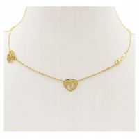 Naszyjnik złoty MAMA stópki serduszko kwiatek stal chirurgiczna pozłacany