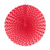 Rozeta dekoracyjna czerwona w białe kropki, 30 cm