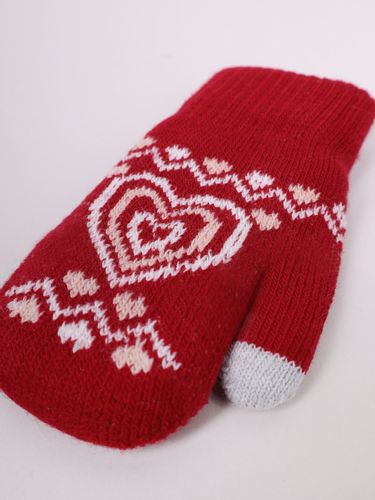 Rękawiczki dziewczęce jeden palec ze sznurkiem wzór czerwone 10 cm YOCLUB na Arena.pl