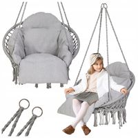 HUŚTAWKA OGRODOWA BOCIANIE GNIAZDO FOTEL WISZĄCY Z PODUSZKĄ 150KG XXL SZARY