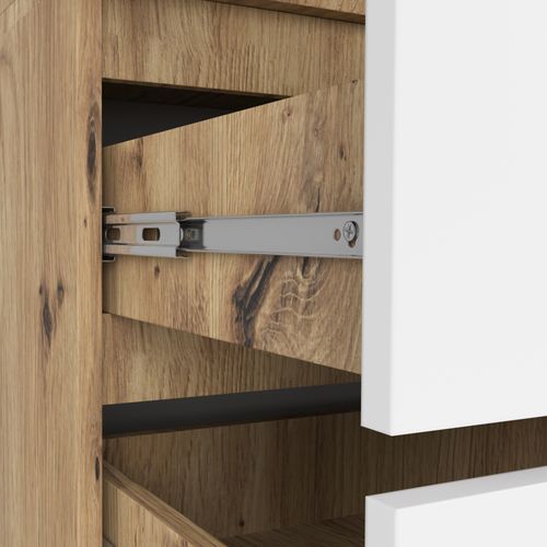 Szafa S 90 cm 2 drzwi 2 szuflady 2 lustra - dąb artisan-biała na Arena.pl