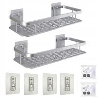 2 SZT PÓŁKA WISZĄCA SAMOPRZYLEPNA SREBNA ŚCIENNA ŁAZIENKOWA POD PRYSZNIC