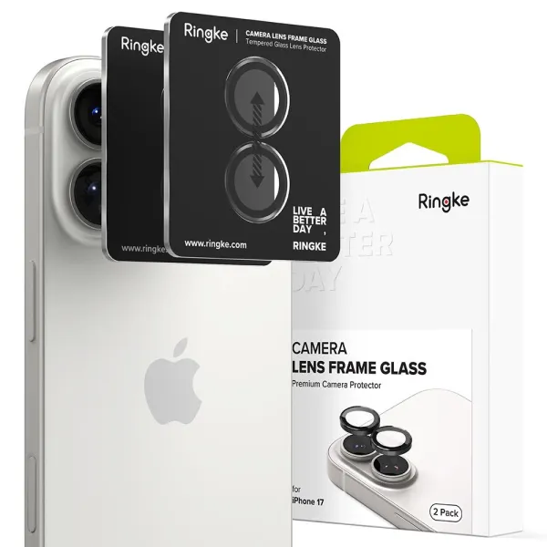 Osłona aparatu Ringke Camera Frame Protector 2-pack na iPhone 17 - czarna zdjęcie 1