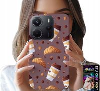 ETUI DO XIAOMI NOTE 14 4G - CASE Z KAWĄ ROGALIKAMI I ZIARNAMI W TLE