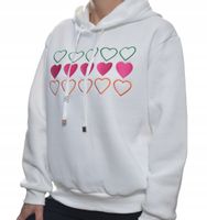 Damska bluza dresowa z kapturem serca uni biała