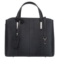 VERA PELLE torebka damska skórzana klasyczna kroko z paskiem V560 czarna