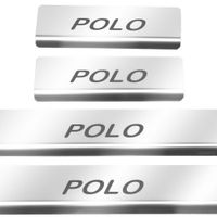 Listwa progowa VOLKSWAGEN POLO MK6 AW Stal nierdzewna 304 połysk z czarnymi