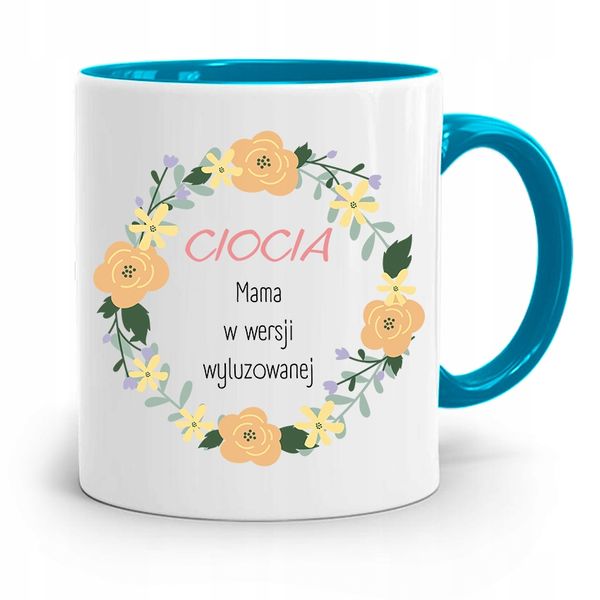 Kubek Błękitny Dla Cioci Mama W Wersji Wyluzowanej Z Nadrukiem Ze Zdjęciem zdjęcie 1