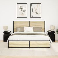 Stolik nocny  z oświetleniem LED 2 szt. Czarny dąb 35x39x55 cm