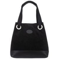 VERA PELLE torebka zamszowa shopper z parcianymi rączkami V707 czarna
