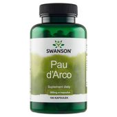 SWANSON Pau D'Arco 500mg 100 kapsułek Lapacho JELITA odporność OCZYSZCZANIE