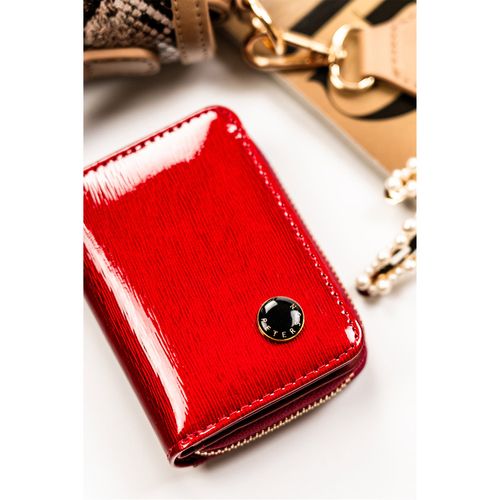 kompaktowy, czerwony portfel damski zamykany na zatrzask i suwak - peterson na Arena.pl