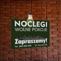 nadruk TABLICZKA reklamowa z lampą SZYLD dibond 40x30 NOCLEGI WOLNE POKOJE