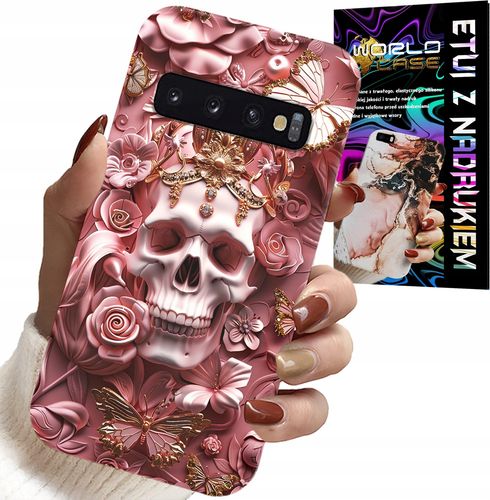 ETUI DO SAMSUNG GALAXY S10 - KOBIECE, MODNE WZORY, CZASZKA W RÓŻE na Arena.pl