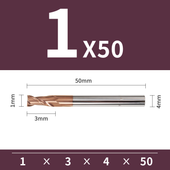 Frez 2-ostrzowy VHM do stali 55 HRC - TiSiN Rozmiar: Ø1x3x4Dx50L