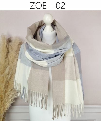 Stylowy CIEPŁY SZAL damski długi DUŻY szalik W MODNĄ KRATĘ JESIENNY, na Arena.pl