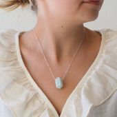 Naszyjnik - Turkus sopel na łańcuszku srebrnym