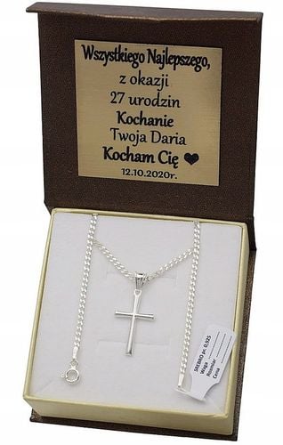 Łańcuszek Srebrny Pancerka Pełny Diamentowany Krzyżyk pr 925 Grawer Gratis na Arena.pl