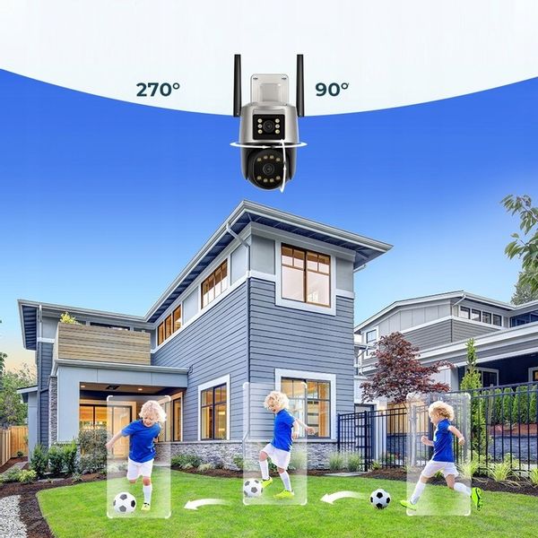 PODWÓJNA KAMERA WIFI IP SMART ZEWNĘTRZNA OBROTOWA 2x 3MPx DETEKCJA 6MPx 6MP zdjęcie 3