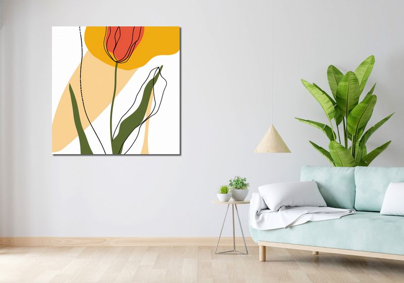 Obraz 100x100cm Przerysowany Tulipan zdjęcie 2