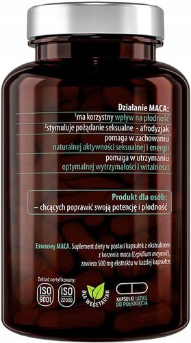 Essensey Maca 500mg popęd energia korzeń 90kaps na Arena.pl