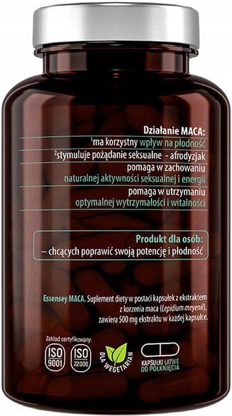 Essensey Maca 500mg popęd energia korzeń 90kaps zdjęcie 2