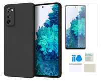Etui matowe do SAMSUNG GALAXY S20 FE czarny case + folia ochronna szkło TPU