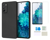Etui matowe do SAMSUNG GALAXY S20 FE czarny case + folia ochronna szkło TPU