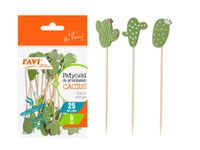 Patyczki do przekąsek CACTUS 9 cm 25 szt. ozdobne kaktusy naturalne drewno
