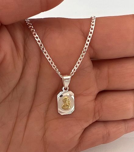SREBRNY ZESTAW ŁAŃCUSZEK PANCERKA I MEDALIK KOMUNIJNY MATKA BOSKA na Arena.pl