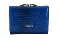 Mały portfel damski lakierowany - CROCO - Granatowy