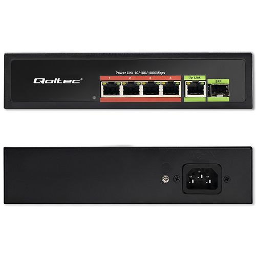 Qoltec Switch PoE 4x RJ45, 1x Uplink, 1x SFP, 65W na Arena.pl