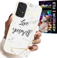 ETUI DO SAMSUNG GALAXY A23 5G - BIAŁY MARMUREK W ZŁOTE RAMKI LOVE YOU