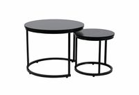 Stoliki kawowe okrągłe Zestaw stolików loft fi 60x47 fi 40x39 czarny